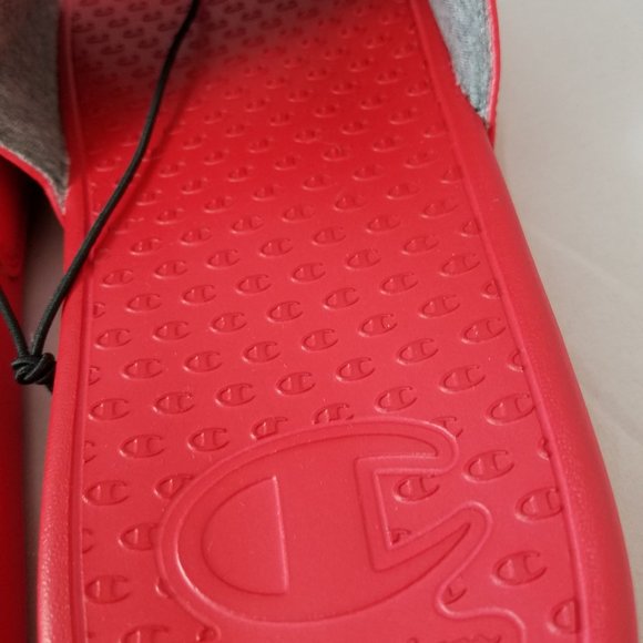 NEW Men's Sz 12 Split Script Super Slides Red - Picture 5 of 9